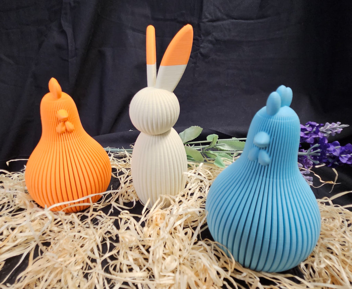 Moderne Osterdekoration – Hase und Hühner 🐰🐔🌸